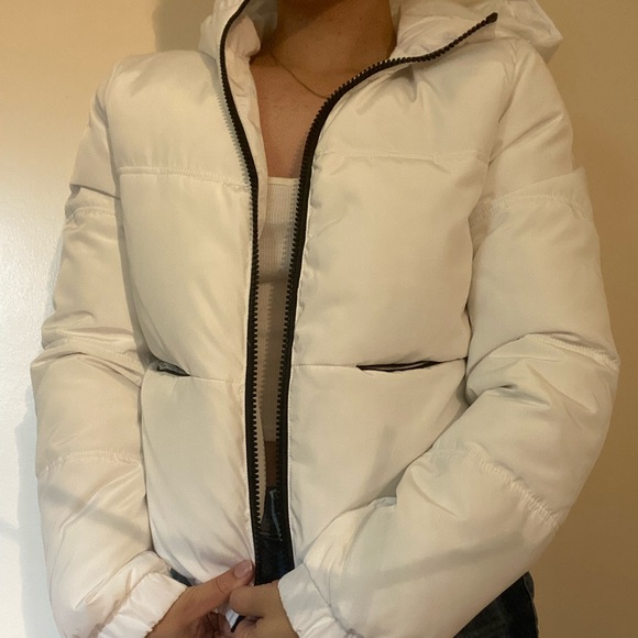 womens cream puffer coat